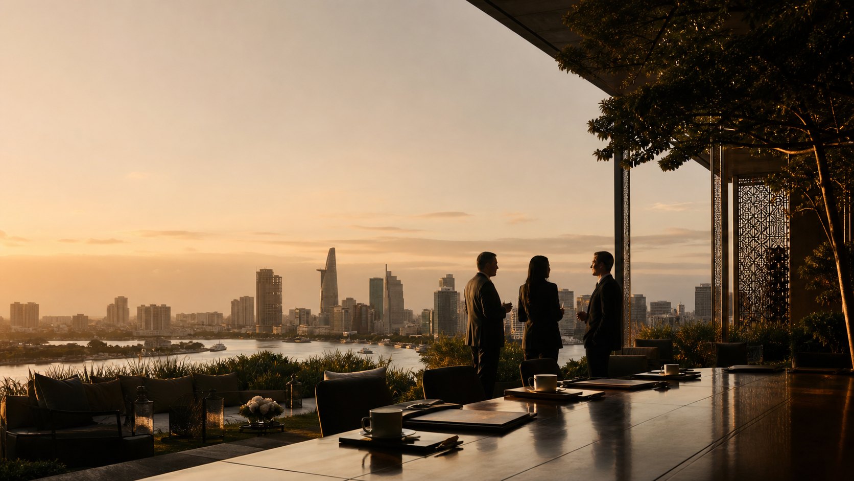 Premium business delegation overlooking Ho Chi Minh City